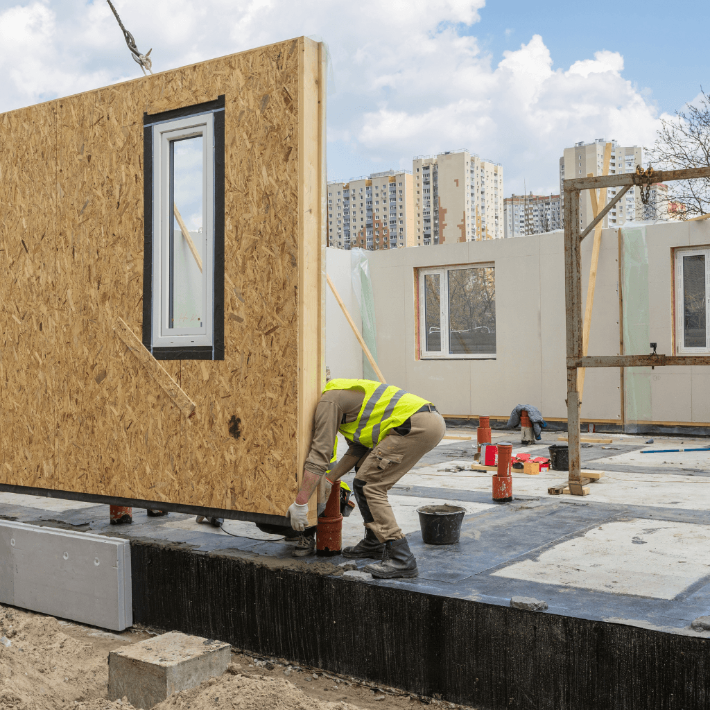 Man building a modular home