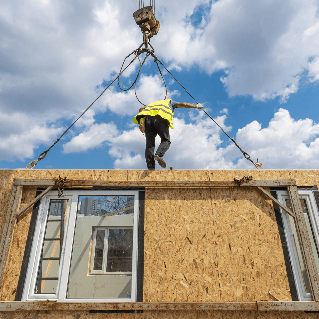 Man building a modular home