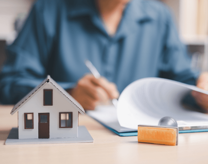 Person signing a mortgage approval document