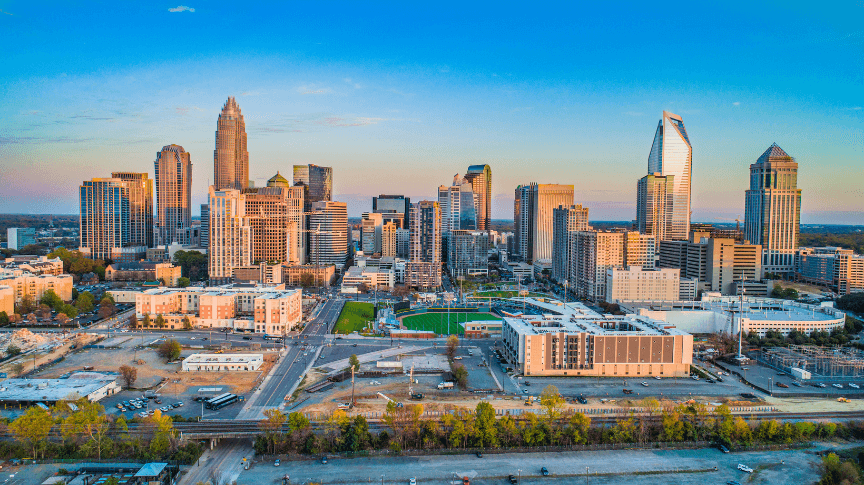 North Carolina skyline at sunrise representing regional financing options for modular homes in the area.